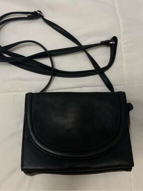 Osgoode Marley Black Crossbody Shoulder Bag with Crescent Flap